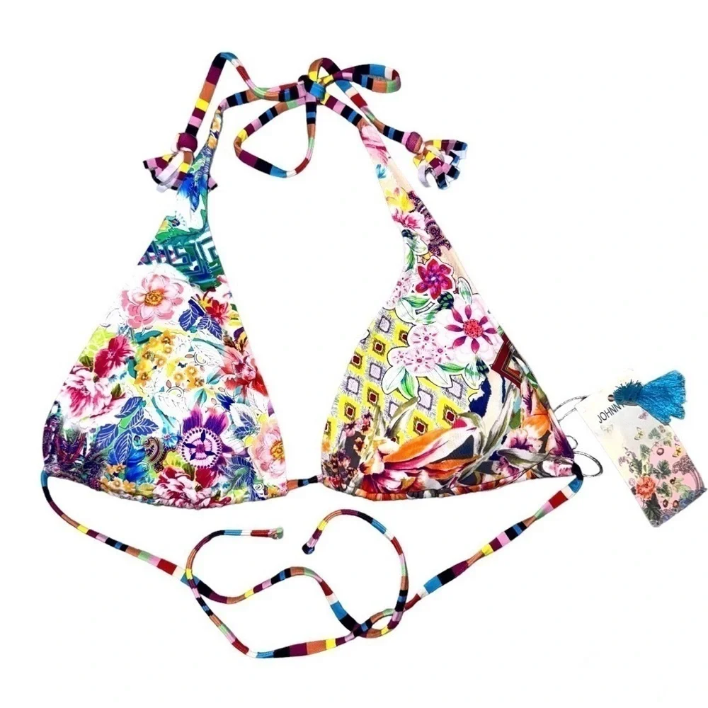 NEW Johnny Was Locita Triangle Bikini Swim Top  Size Small  MSRP $98‎